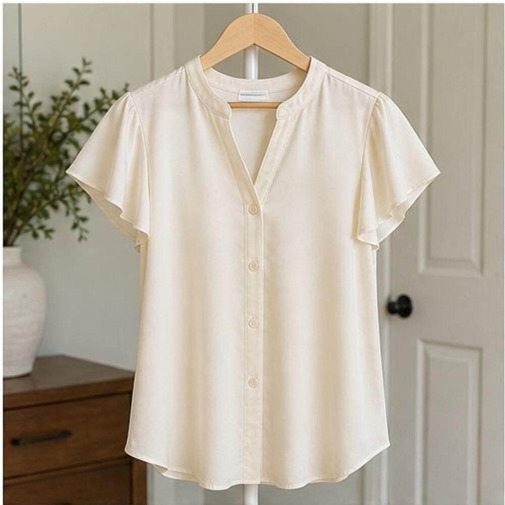 Cream Ruffle Blouse